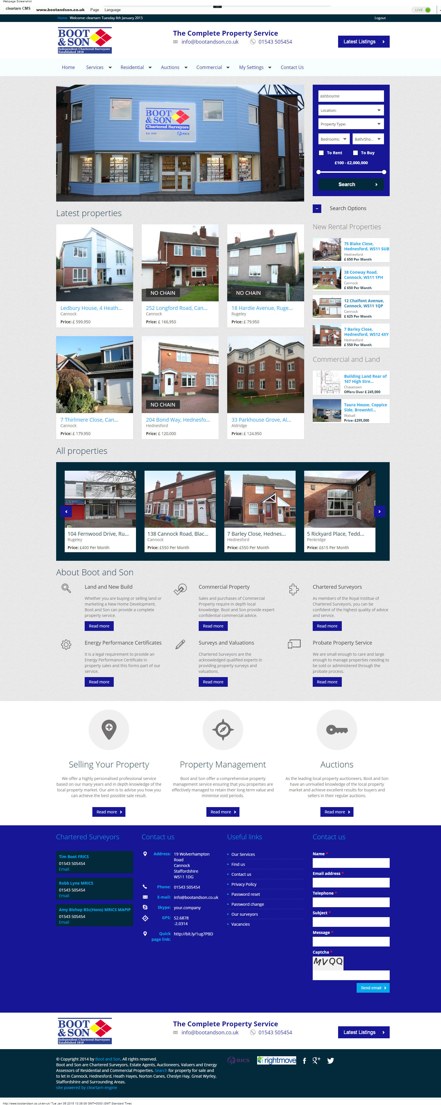 cleartarn website - Boot and Son Estate Agents
